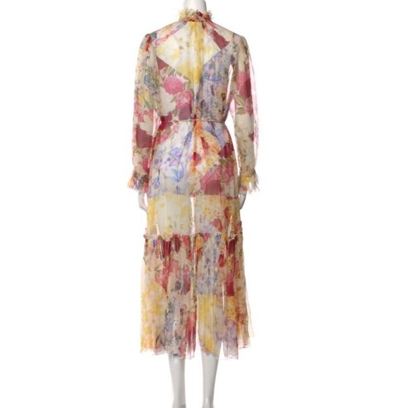 Zimmermann Multicolor Floral Print Silk Belted Wonderland Midi Dress 1 (S) - Picture 3 of 6
